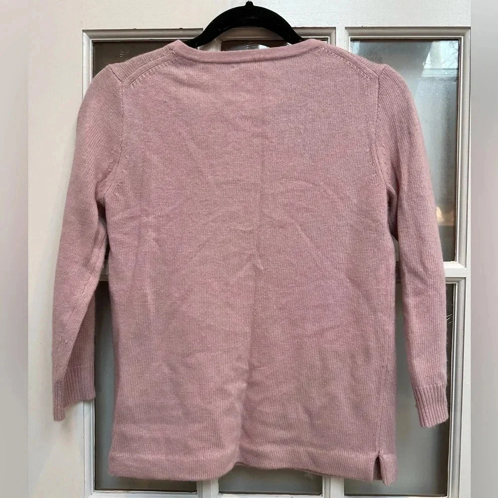 J. Crew Mauve Embellished Jeweled-Starburst Collar Sweater Merino Wool Size XS